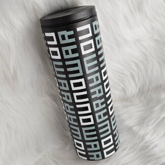 แก้วเก็บความเย็นสีดำ พาดลาย no war สีขาว และเทาอมเขียวฟองคลื่นเข้ม 600 ml. 1,250 บาท ราคาพิเศษ 999 บาท