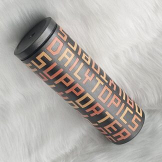 แก้วเก็บความเย็นสีดำ ลาย Daily Topics Supporter สีส้มแรนด้อม 600 ml.