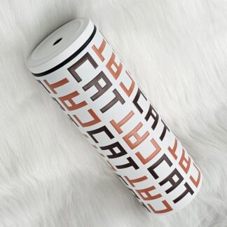 แก้วเก็บความเย็น Monogram ชื่อตัวเอง (English) แก้วสีขาว พาดลายสีช็อกชาไทย 600 ml.