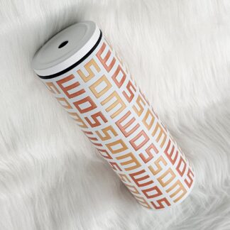 แก้วเก็บความเย็น Monogram ชื่อตัวเอง (English) แก้วสีขาว พาดลายสีส้มทูโทน 600 ml.