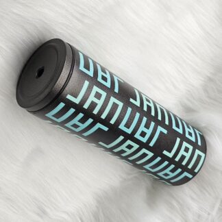 แก้วเก็บความเย็น Monogram ชื่อตัวเอง (English) แก้วสีดำ พาดลายสีมิ้นท์ทูโทน 600 ml.