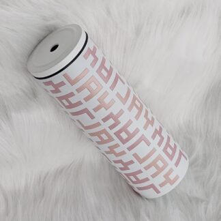 แก้วเก็บความเย็น Monogram ชื่อตัวเอง (English) แก้วสีขาว พาดลายสีนู้ดทูโทน 600 ml.