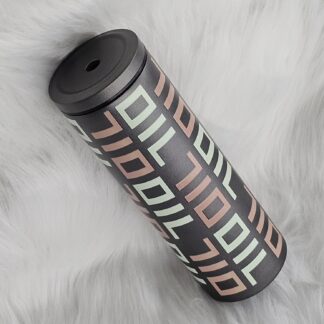 แก้วเก็บความเย็น Monogram ชื่อตัวเอง (English) แก้วสีดำ พาดลายสีอะโวคาโด้ซอฟท์ครีม 600 ml.