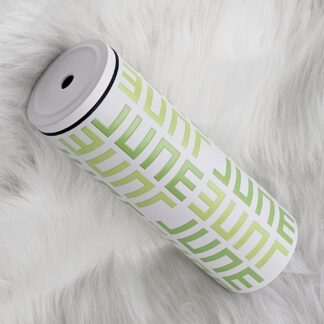 แก้วเก็บความเย็น Monogram ชื่อตัวเอง (English) แก้วสีขาว พาดลายสีซุปเปอร์เลม่อนทูโทน 600 ml.