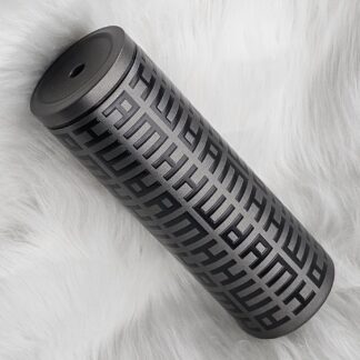 แก้วเก็บความเย็น Monogram ชื่อตัวเอง (English) แก้วสีดำ พาดลายสีดำแบล็คอินแบล็ค 600 ml.