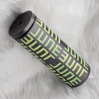 แก้วเก็บความเย็น Monogram ชื่อตัวเอง (English) แก้วสีดำ พาดลายสีซุปเปอร์เลม่อนทูโทน 600 ml.