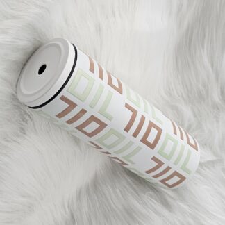 แก้วเก็บความเย็น Monogram ชื่อตัวเอง (English) แก้วสีขาว พาดลายสีอะโวคาโด้ซอฟท์ครีม 600 ml.