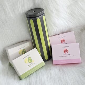 โปรพิเศษ แก้วเก็บความเย็น สีดำ พาดลายเส้นตั้งสีเขียวมะนาว + Avonize Avocado Oil Plus Garlic Oil 2 + Avonize Asta Plus Vit E 2