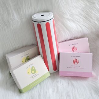 โปรพิเศษ แก้วเก็บความเย็น สีขาว พาดลายเส้นตั้งสีแดง + Avonize Avocado Oil Plus Garlic Oil 2 + Avonize Asta Plus Vit E 2