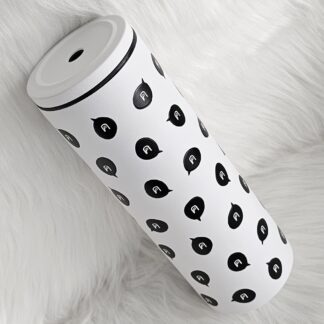 แก้วเก็บความเย็นสีขาว ลาย ค สีดำ 600 ml.