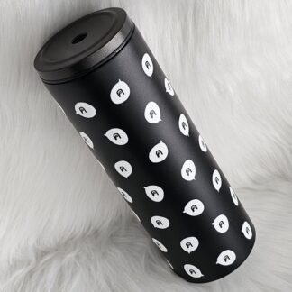 แก้วเก็บความเย็นสีดำ ลาย ค สีขาว 600 ml.