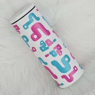 แก้วเก็บความเย็น Monogram ชื่อตัวเอง (ไทย) พาดลายสีฟ้าเทอร์ควอยส์ ชมพูช็อคกิ้งพิ้งค์ 600 ml.