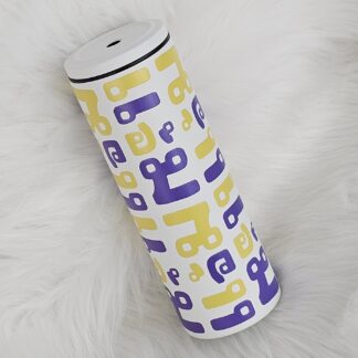 แก้วเก็บความเย็น Monogram ชื่อตัวเอง (ไทย) พาดลายสีเหลือง ม่วง 600 ml.