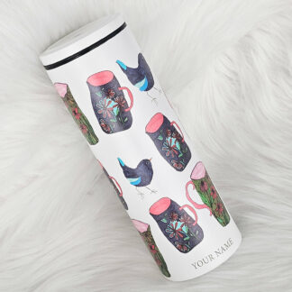 แก้วเก็บความเย็น(ใส่ชื่อได้) ลาย นกสีฟ้ากับกาน้ำ by Rosie Janya